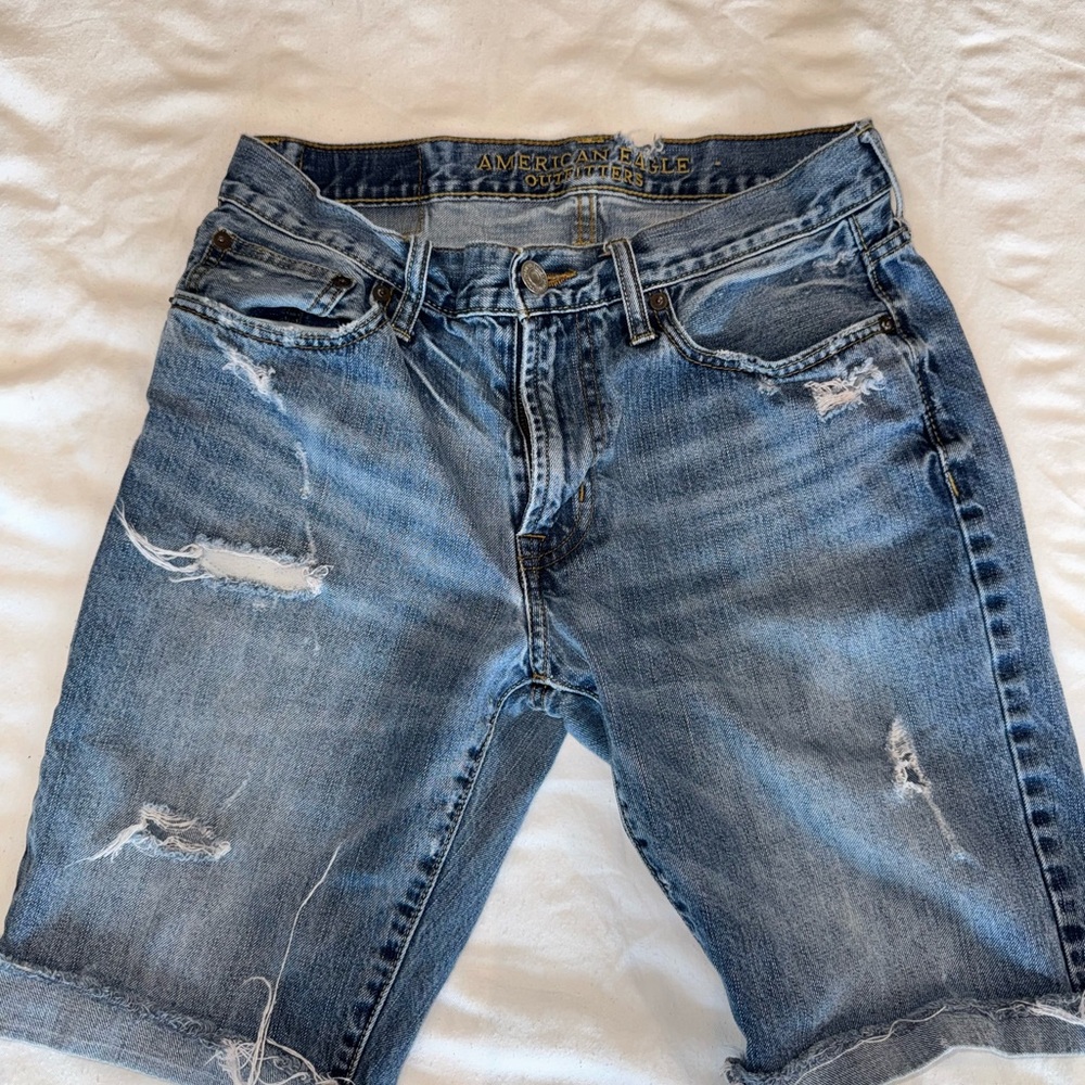American Eagle Outfitters Blue Jean Shorts Distressed Casual
